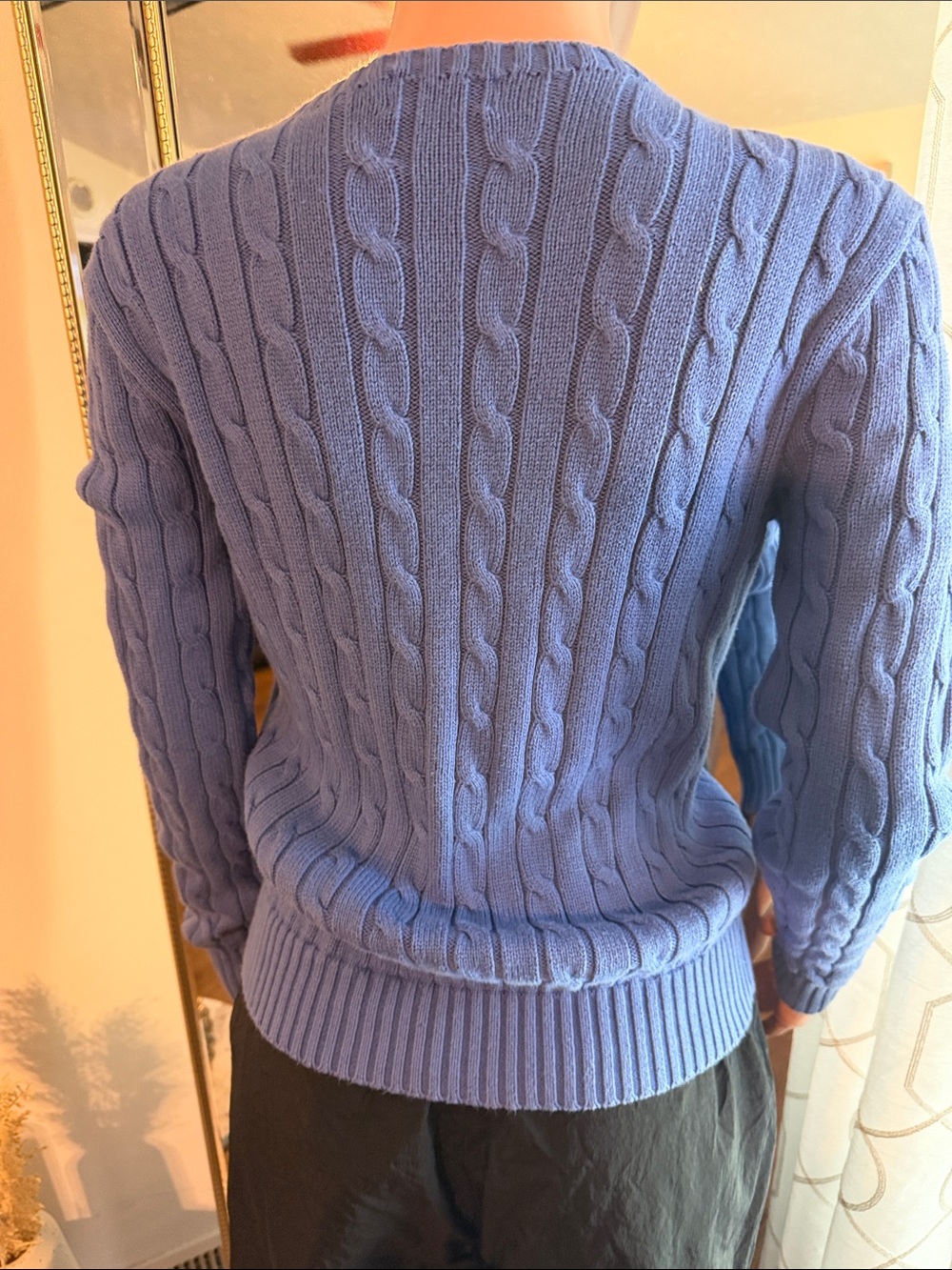 Ralph Lauren | Women's Cornflower Blue Polo Cable Knit Crewneck Sweater | Size M - Picture 8 of 9